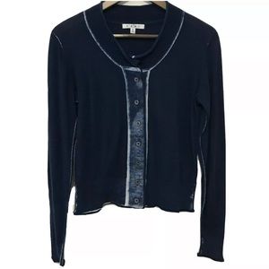 CAbi Navy Blue Tie Dye Centerfield Lightweight Cardigan Sweater Style 287 Small